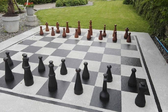 Vintage and adults hotel Carlton-Europe Interlaken outdoor chess Vintage and adults hotel Carlton-Europe Interlaken outdoor chess