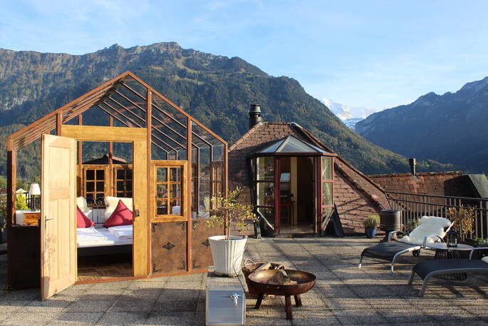 Aarmühle-Suite – Dachterrasse mit Outdoor-Bett Aarmühle-Suite – Dachterrasse mit Outdoor-Bett